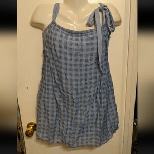 Splendid Light Blue Gingham Camisole Mini Dress